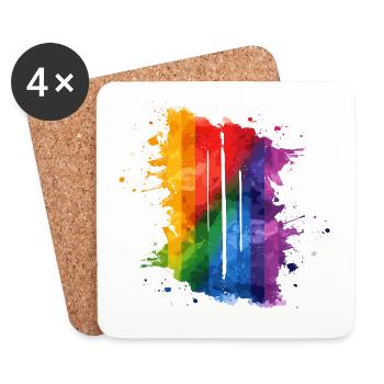 Regenbogen Kleckse Malerei - Untersetzer (4er-Set) - Weiß - Vorne