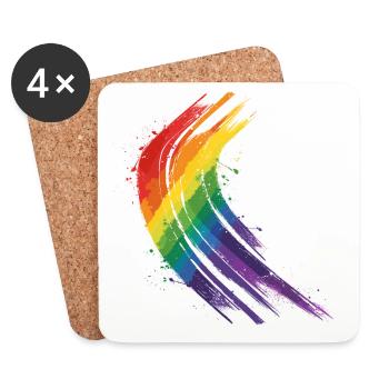 Rainbow Brushstroke - Coasters (set of 4) - white - Front