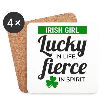 Irish Girl: Glücklicher und heftiger Humor - Untersetzer (4er-Set) - Weiß - Vorne