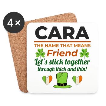 Funny Irish Girl Name: Cara - The Friend - Coasters (set of 4) - white - Front