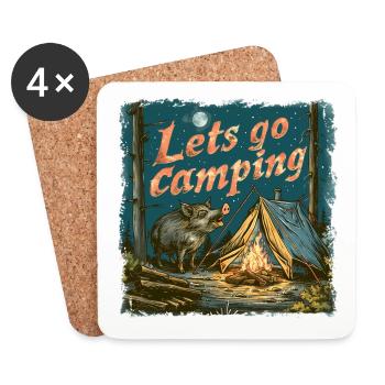 Lets Go Camping Wildschwein Abenteuer - Untersetzer (4er-Set) - Weiß - Vorne