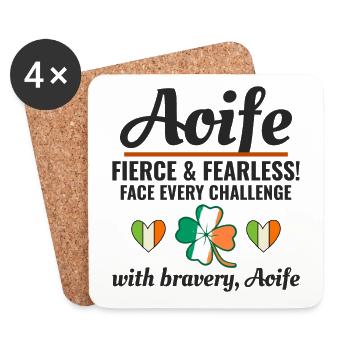 Funny Irish Girl Name Aoife, Fearless Bravery - Coasters (set of 4) - white - Front