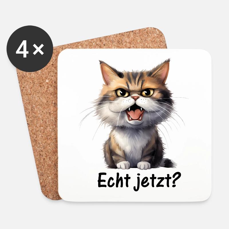 Echt jetzt? ♥ EmotiCatz - Untersetzer (4er-Set) - Weiß