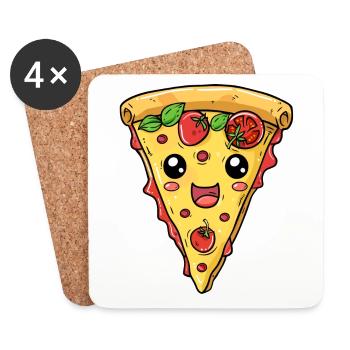DRÔLE DE VISAGE DE PIZZA AMATEUR DE RESTAURATION RAPIDE - Dessous de verre (lot de 4) - blanc - Devant