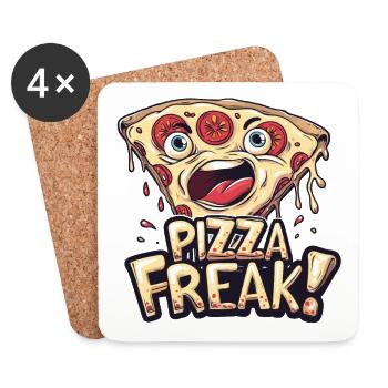 PIZZA FREAK FAST FOOD LOVER LUSTIGES GESICHT - Untersetzer (4er-Set) - Weiß - Vorne