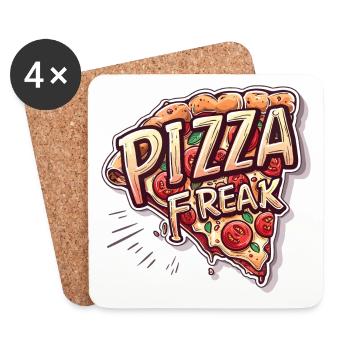 PIZZA FREAK FAST FOOD LOVER - Untersetzer (4er-Set) - Weiß - Vorne