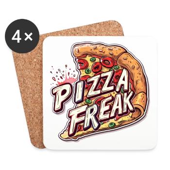 PIZZA FREAK FAST FOOD LOVER - Untersetzer (4er-Set) - Weiß - Vorne