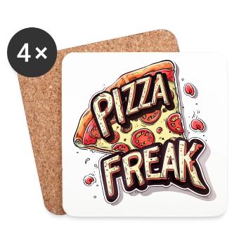 PIZZA FREAK FAST FOOD LOVER - Untersetzer (4er-Set) - Weiß - Vorne