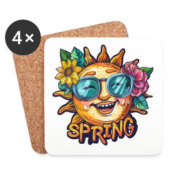 Spring Spring Sun Flowers - Coasters (set of 4) - white - Front