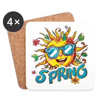 Frühling Spring Sonne Blumen - Untersetzer (4er-Set) - Weiß - Vorne