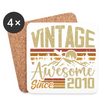 Vintage 2010 Rétro Cadeau D’anniversaire 2010 - Dessous de verre (lot de 4) - blanc - Devant