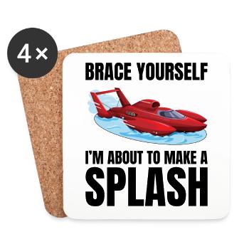 Splash Alert: Wasserflugzeug-Rennen Fun Wassersport - Untersetzer (4er-Set) - Weiß - Vorne