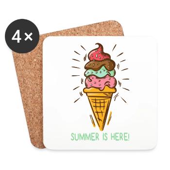 Eis Summer is here Eiscreme Eisdiele Sommerzeit - Untersetzer (4er-Set) - Weiß - Vorne