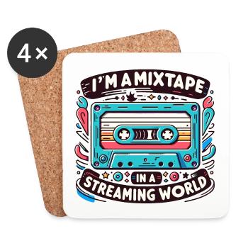 Mixtape dans un monde de streaming | Rétro oldschool - Dessous de verre (lot de 4) - blanc - Devant