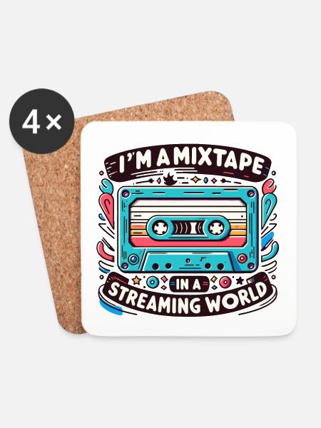Mixtape in a streaming world | Oldschool retro - Untersetzer (4er-Set) - Weiß