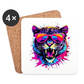 Cool Panther - Untersetzer (4er-Set) - Weiß - Vorne