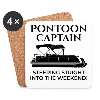 Ponton Bateau Capitaine Croisière Nautique Aventure Fun - Dessous de verre (lot de 4) - blanc - Devant
