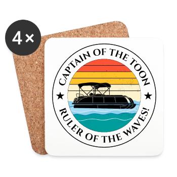 Pontoon Boat Captain Offshore Boating Cruise Retro - Coasters (set of 4) - white - Front
