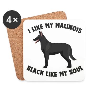 Schwarzer Malinois | Schwarzer Belgischer Malinois - Untersetzer (4er-Set) - Weiß - Vorne