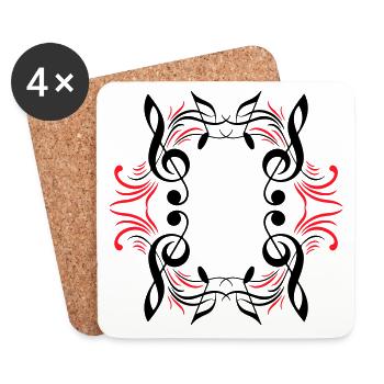 Partitions musicales - Dessous de verre (lot de 4) - blanc - Devant