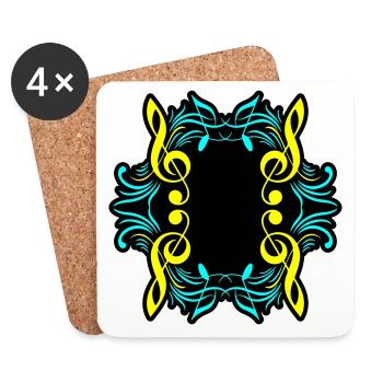 Clé de symbole de notes de musique - Dessous de verre (lot de 4) - blanc - Devant