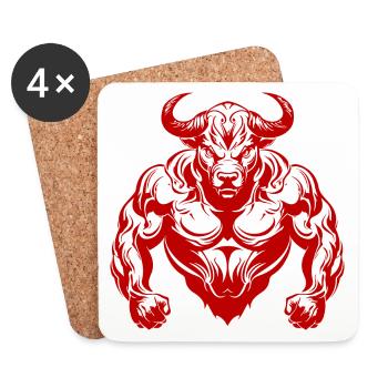 Bull Muscles Bull Gym Musculation - Dessous de verre (lot de 4) - blanc - Devant