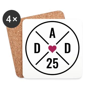 Dad 25 Baby Vater Geschenk Papa 2025 - Untersetzer (4er-Set) - Weiß - Vorne