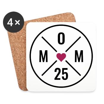 Mom 25 Baby Mutter Muttertag Geschenk Mama 2025 - Untersetzer (4er-Set) - Weiß - Vorne