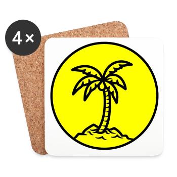 Symbole de Palm Island Été - Dessous de verre (lot de 4) - blanc - Devant