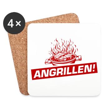 Grillades Barbecue Barbecue - Dessous de verre (lot de 4) - blanc - Devant