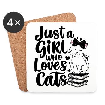 Just A Girl Who Loves Cats Cat Lover - Coasters (set of 4) - white - Front