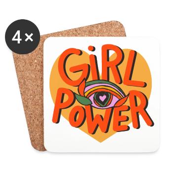 Girl Power Retro Evil Eye - Coasters (set of 4) - white - Front
