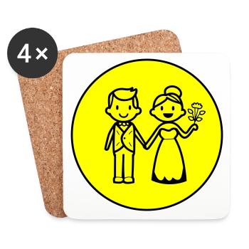 Newlyweds Married Couple Icon - Coasters (set of 4) - white - Front