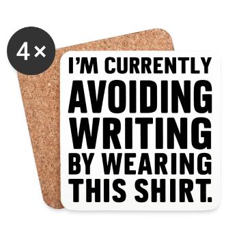 Writing Avoidance: The T-Shirt Confession - Coasters (set of 4) - white - Front