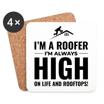 Roofer Roofing Roof Repair Mechanic Contractor - Coasters (set of 4) - white - Front