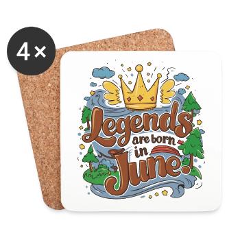 Legends are born in June - Untersetzer (4er-Set) - Weiß - Vorne
