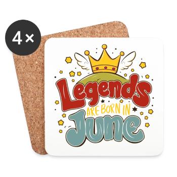 Legends are born in June - Untersetzer (4er-Set) - Weiß - Vorne