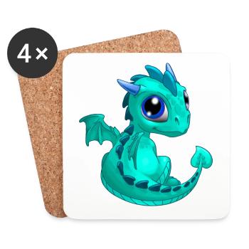 Baby Drache Cyan | Niedlicher cyan Baby Drache - Untersetzer (4er-Set) - Weiß - Vorne