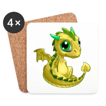 Baby Drache Gelb | Niedlicher gelber Baby Drache - Untersetzer (4er-Set) - Weiß - Vorne