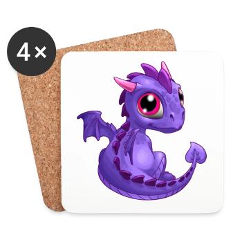 Bébé dragon violet | Mignon bébé dragon violet - Dessous de verre (lot de 4) - blanc - Devant
