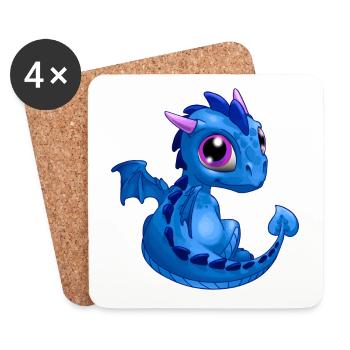 Baby Dragon Blue | Cute Blue Baby Dragon - Coasters (set of 4) - white - Front