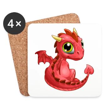 Baby Dragon Red | Cute Red Baby Dragon - Coasters (set of 4) - white - Front