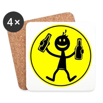 Drinking Beer - Coasters (set of 4) - white - Front