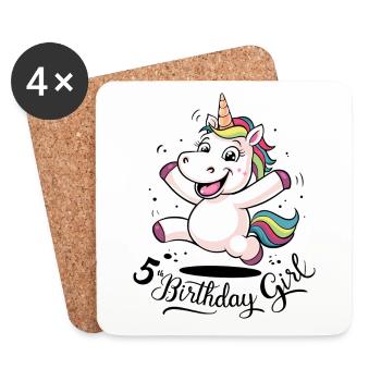 Licorne 5e anniversaire fille cadeau créatures mythiques - Dessous de verre (lot de 4) - blanc - Devant