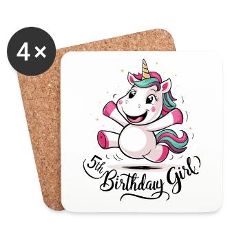 Licorne 5e anniversaire fille cadeau créatures mythiques - Dessous de verre (lot de 4) - blanc - Devant