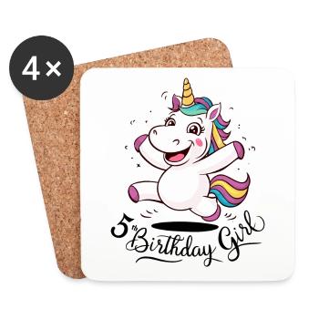 Licorne 5e anniversaire fille cadeau créatures mythiques - Dessous de verre (lot de 4) - blanc - Devant