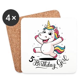 Licorne 5e anniversaire fille cadeau créatures mythiques - Dessous de verre (lot de 4) - blanc - Devant