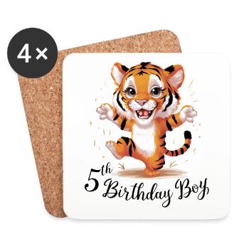 Süßer Tiger 5. Geburtstag Geschenk Wilde Tiere - Untersetzer (4er-Set) - Weiß - Vorne