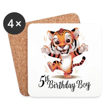 Cute Tiger 5th Birthday Gift Cute Animals - Coasters (set of 4) - white - Front