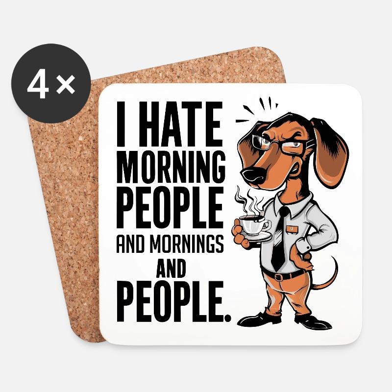 Erst Kaffee grantiger Dackel mit Kaffeetasse - Untersetzer (4er-Set) - Weiß